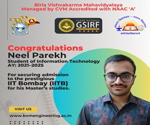 Congratulation to Neel Parekh for securing admission in M.Tech. at IIT, Bombay