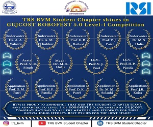 14 teams from TRS BVM have advanced to Level 2 in GUJCOST ROBOFEST 5.0
